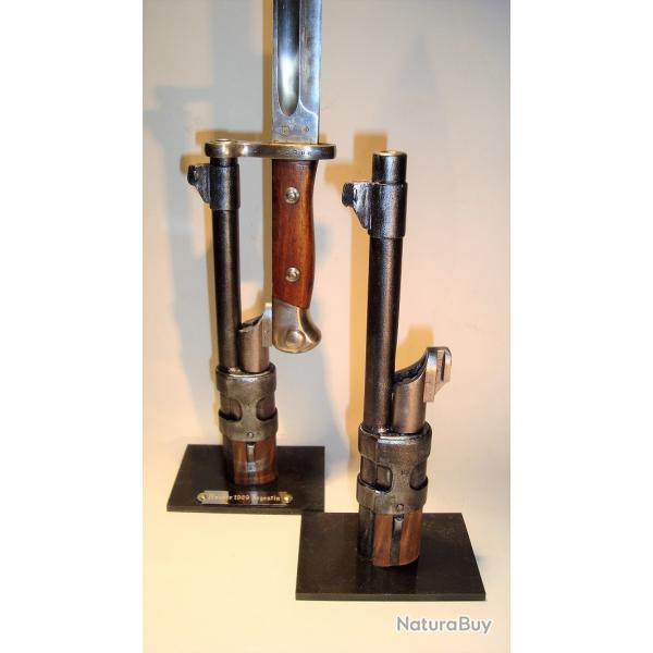 Support-prsentoir pour baonnette MAUSER 1909 ARGENTIN avec socle bois