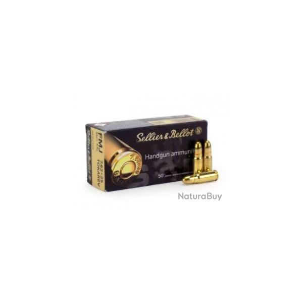 SELLIER & BELLOT - Cartouches 7,62x25 TOKAREV 85grs - FMJ - Boite de 50 unit�s
