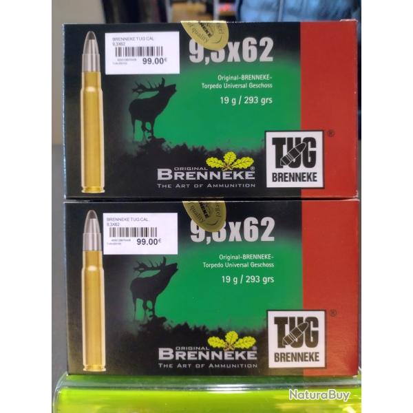 Lot de deux bo�tes de balles brenneke tug calibre 9.3x62 19g 293grs