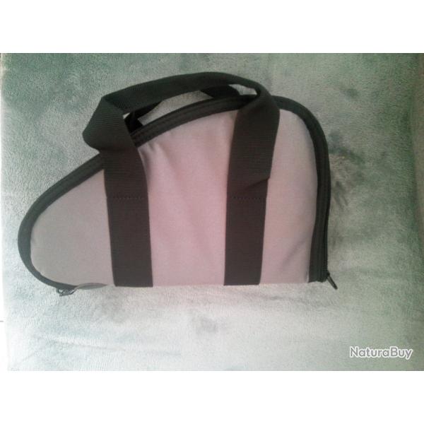 Pochette/Fourreau/Sac pour armes de poing gris avec poigne de transport