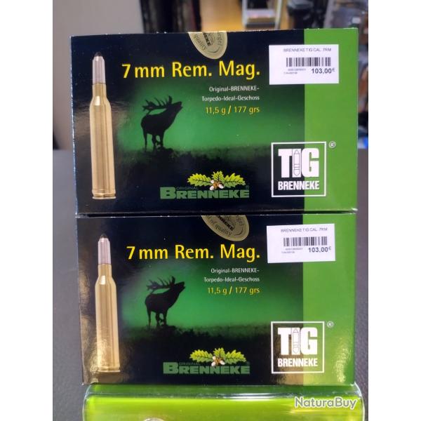 Lot de deux bo�tes de balles brenneke tig calibre 7 mm rem mag 11.5g 177grs