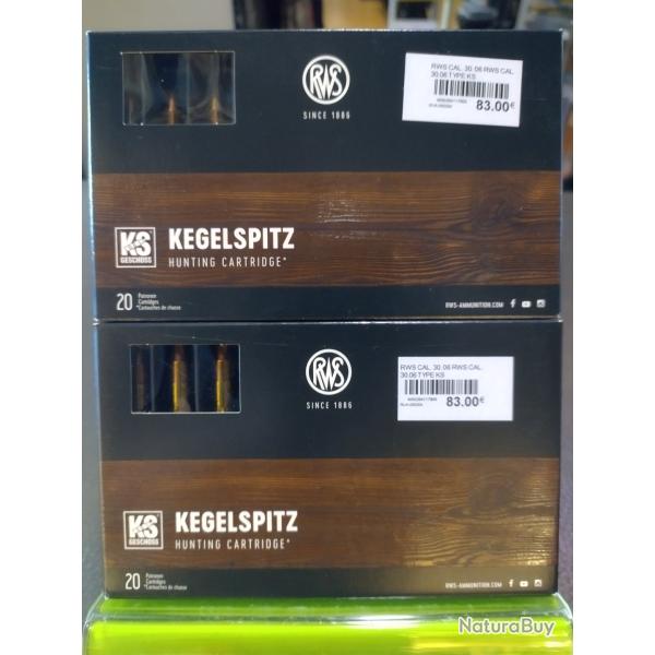 Lot de deux bo�tes de balles rws KS calibre 30-06 10.7g 165gr