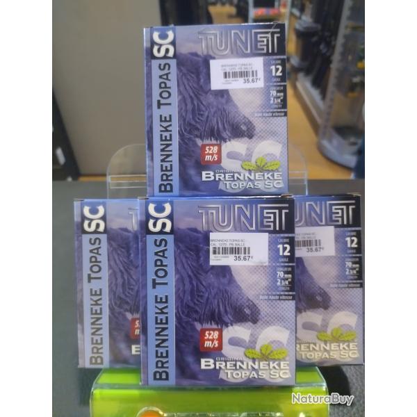 Lot de quatre bo�tes de balles brenneke tpas sc calibre 12/70 soit 40 munitions