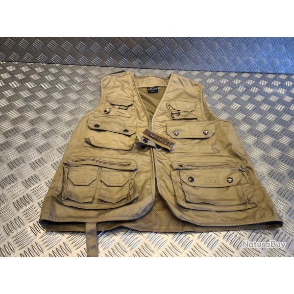 veste gilet sans manche reporter 14 poches coyote mil-tec 10701104 taille s neuf