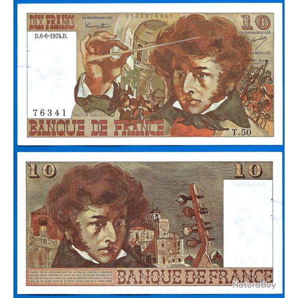 France 10 Francs 1974 6 Juin  Hector Berlioz Billet Franc Frs Frc Frcs