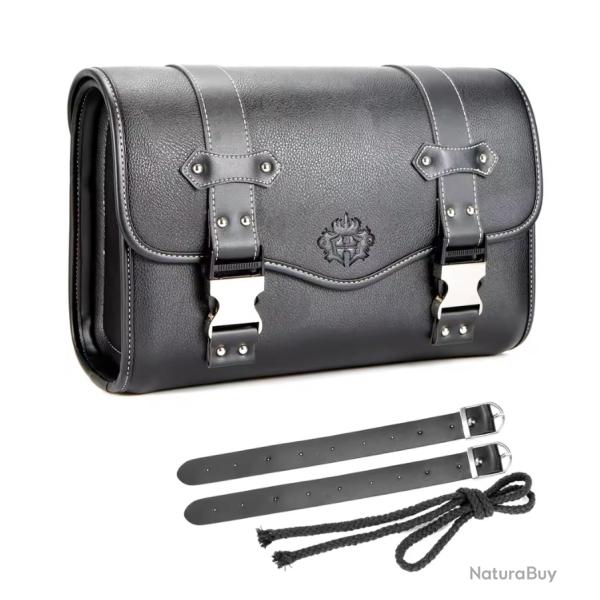 Sacoche Universelle Cuir PU pour Moto Pochette � Outils & Bagage Lat�ral Large Noir