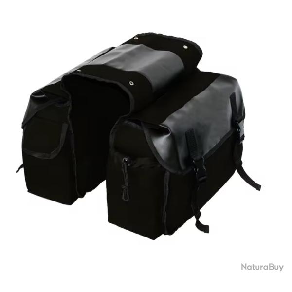 Sacoche de vlo moto tanche Double coffre latral porte-bagages arrire Noir