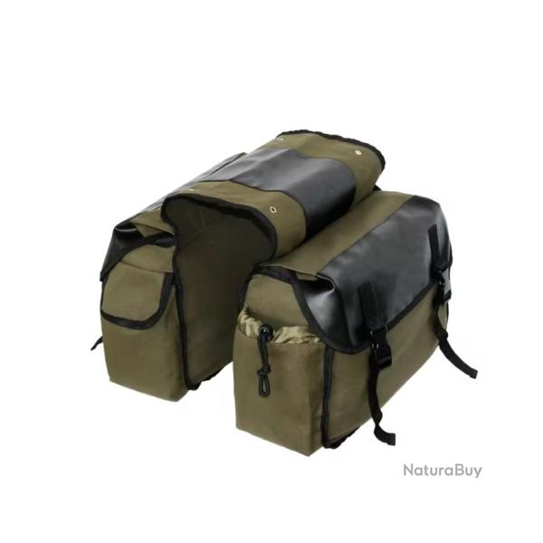 Sacoche de vlo moto tanche Double coffre latral porte-bagages arrire Vert