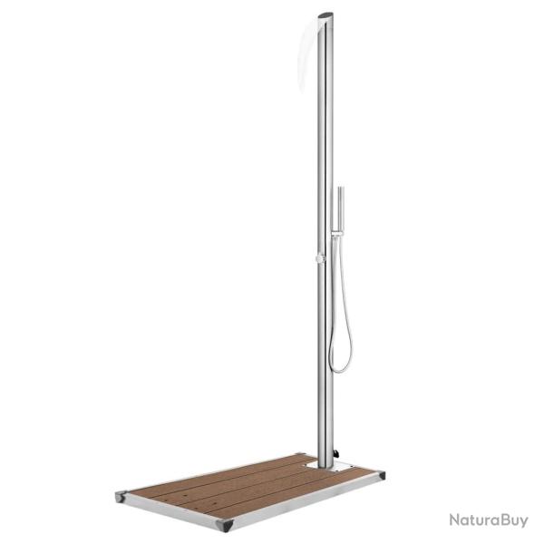 Douche de jardin avec base marron 225 cm Acier inoxydable