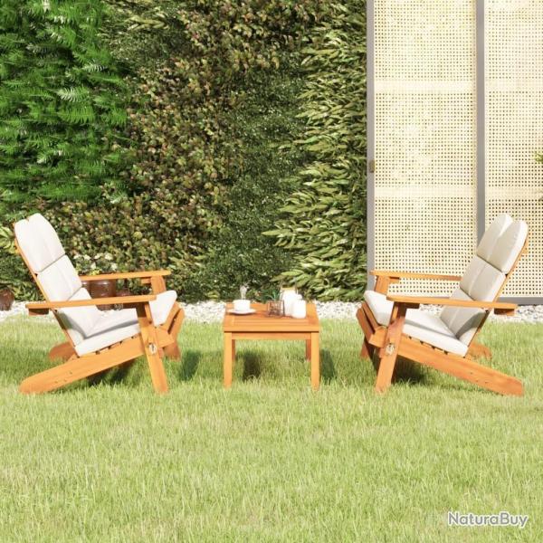 Ensemble de salon de jardin Adirondack 3 pcs bois acacia solide