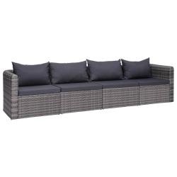 Meuble de jardin 4 pcs avec coussins Gris R&eacute;sine tress&eacute;e