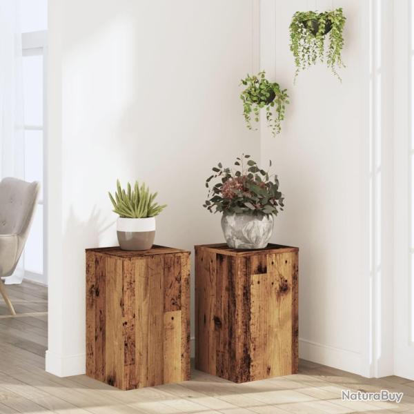 Supports pour plantes 2 pcs vieux bois bois d'ingnierie