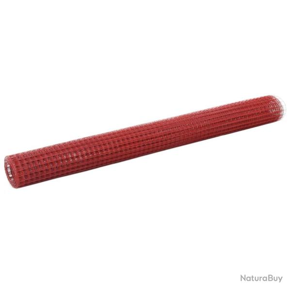 Grillage Acier avec rev�tement en PVC 10x1,5 m Rouge