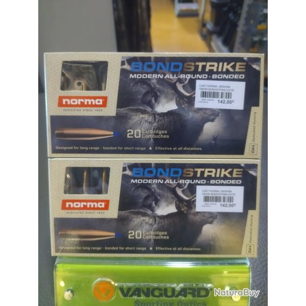 Lot de deux bo�tes de balles norma bondstrike calibre 300 wsm 11.7g 180gr