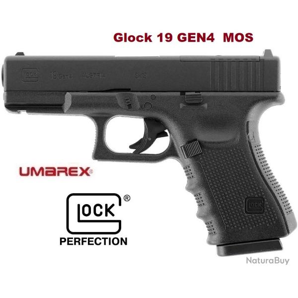 Pistolet  Glock 19 Gen4 MOS �  Airguns �  Co2  Billes Acier Cal 4.5