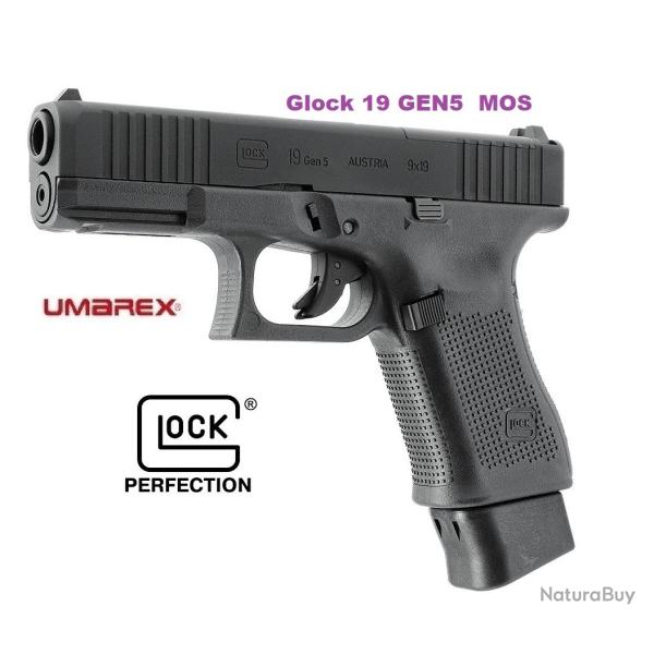 Pistolet  Glock 19 Gen5 MOS �  Airguns �  Co2  Billes Acier Cal 4.5