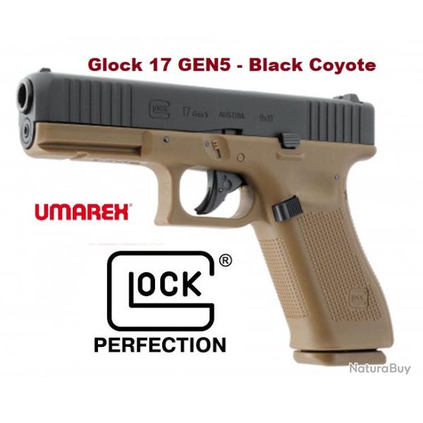 Pistolet  Glock 17 Gen5 Black Coyote �  Airguns �  Co2  Billes Acier Cal 4.5