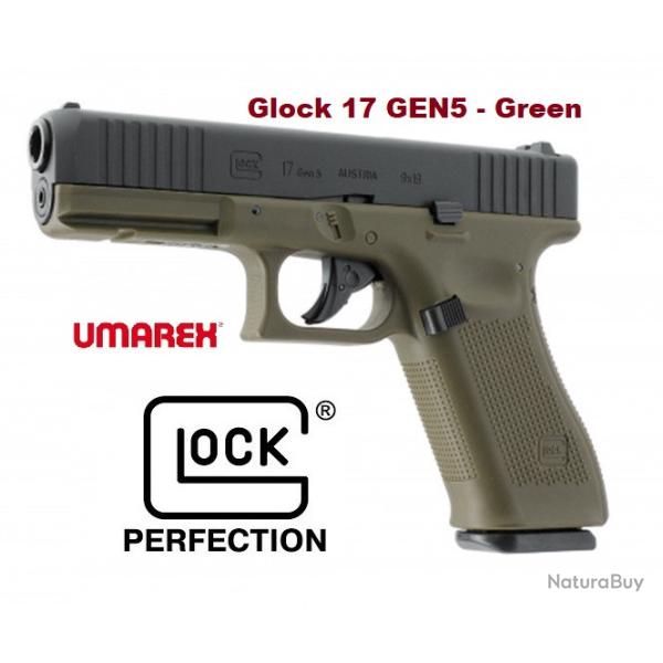 Pistolet  Glock 17 Gen5  Green �  Airguns �  Co2  Billes Acier Cal 4.5