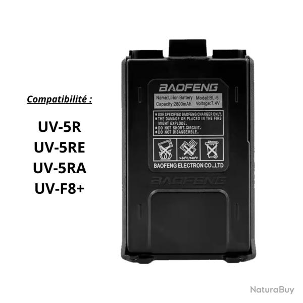 Batterie Li-ion Baofeng UV-5R 2800mAh 7.4V Rechargeable BL-5 pour Walkie-Talkie et Radio