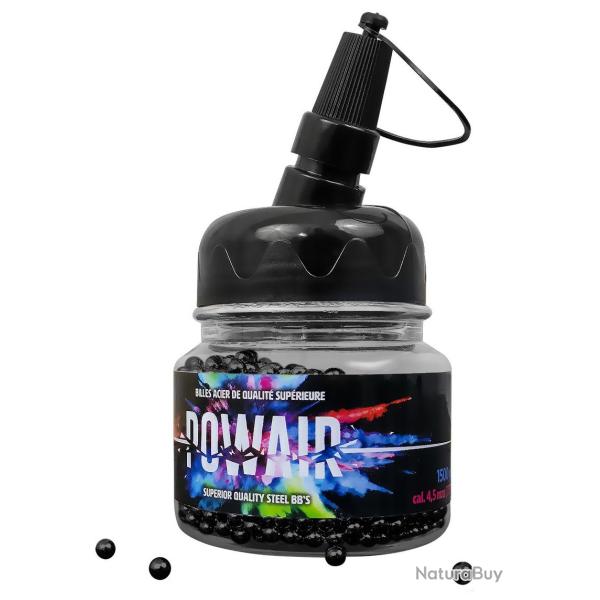 Biberon de 1500 BILLES Acier noir powair  de Cal. 4.5 mm