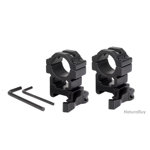 Colliers de fixation medium avec attache rapide pour lunette rail 22 mm diam�tre 25,4 mm (1 pouce)