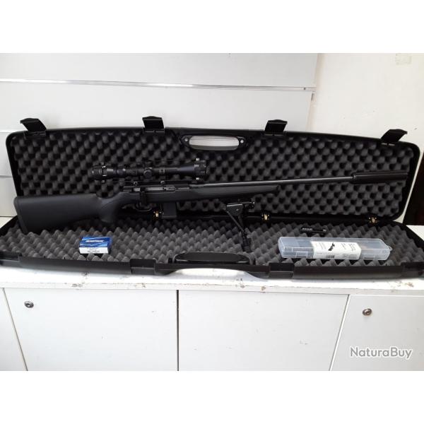 Pack complet carabine lineaire ISSC SPA TACTICAL cal.22lr synthetique + malette + lunette...