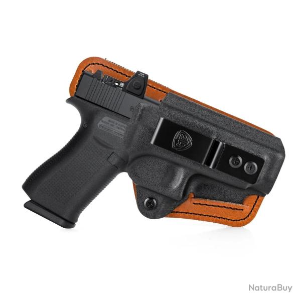 Holster cuir Kydex IWB Glock 43, 43X, 48 - Noir (main droite)