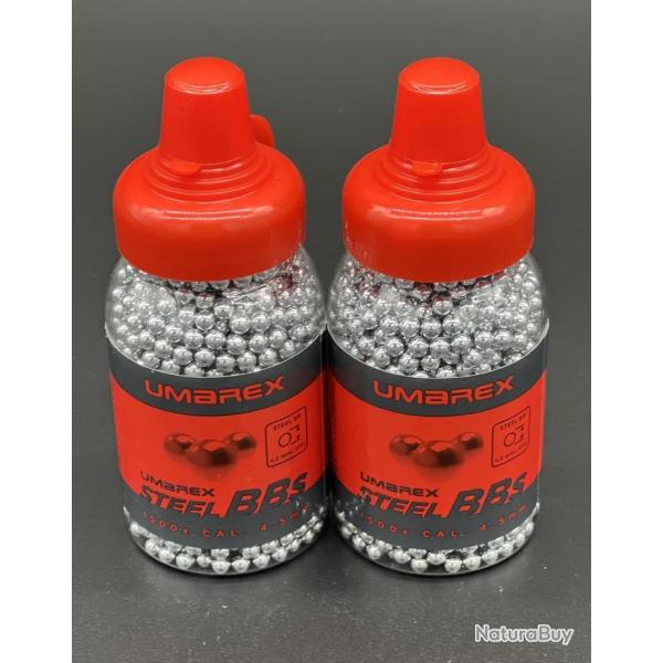 2X Biberons de 1500 billes acier 4,5mm BB's Umarex