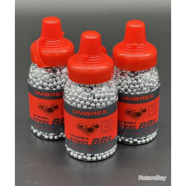 3X Biberons de 1500 billes acier 4,5mm BB's Umarex