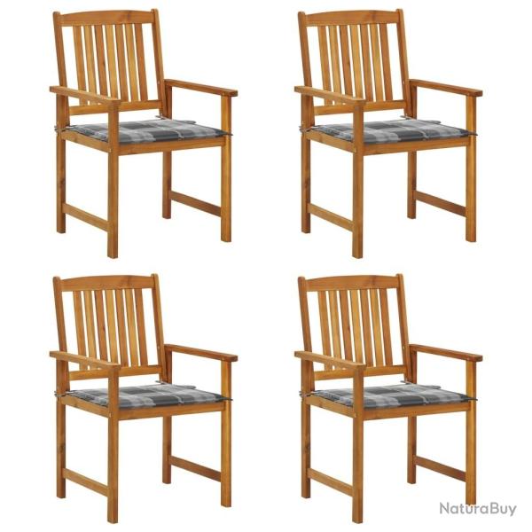 Chaises de jardin avec coussins lot de 4 Bois d'acacia massif