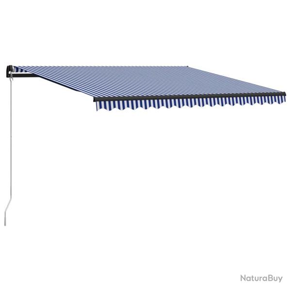 Auvent manuel r�tractable 450x300 cm Bleu et blanc