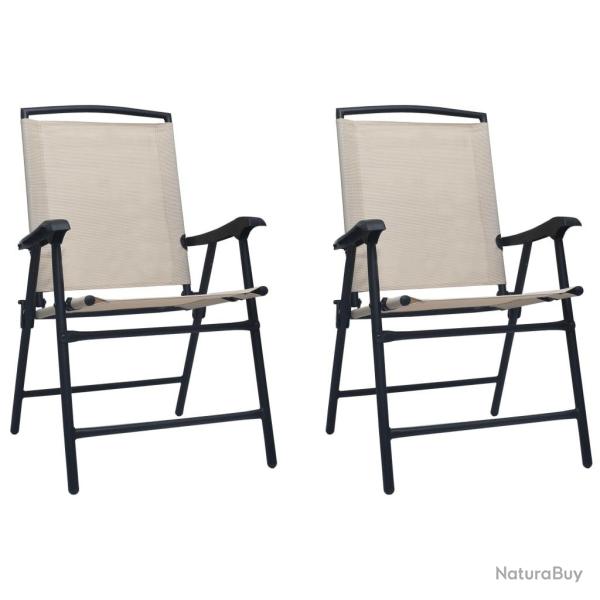 Chaises de jardin pliables lot de 2 Textil�ne Cr�me