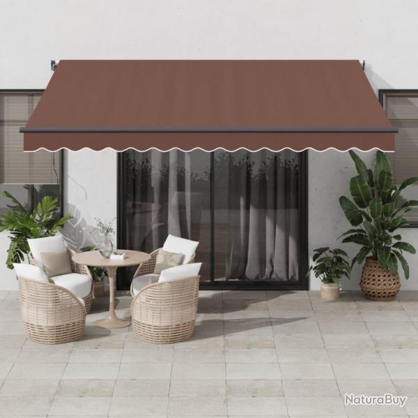 Auvent manuel r�tractable avec LED marron 400x300 cm