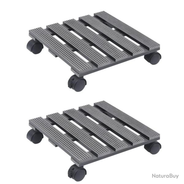Chariots  plantes 2 pcs Gris 30x30x7,5 cm WPC
