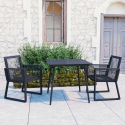Ensemble &agrave; manger d'ext&eacute;rieur 3 pcs Rotin PVC Noir