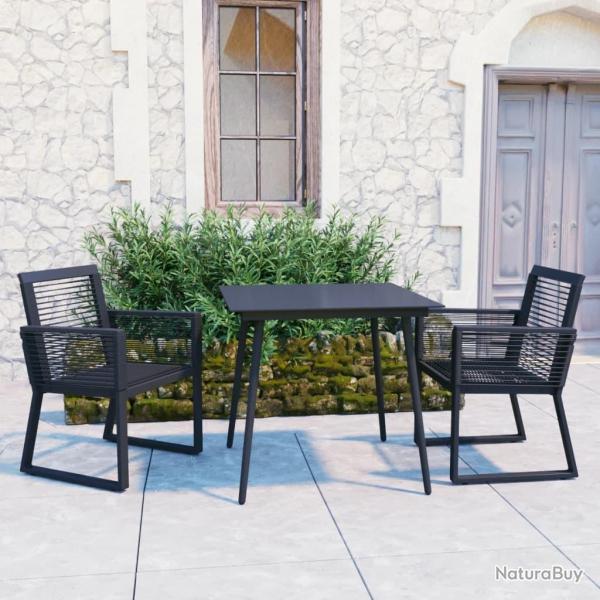 Ensemble � manger d'ext�rieur 3 pcs Rotin PVC Noir