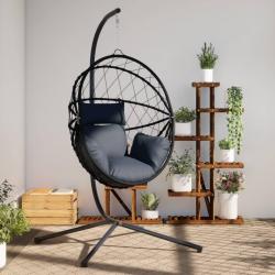 Chaise suspendue en forme d'oeuf avec support anthracite