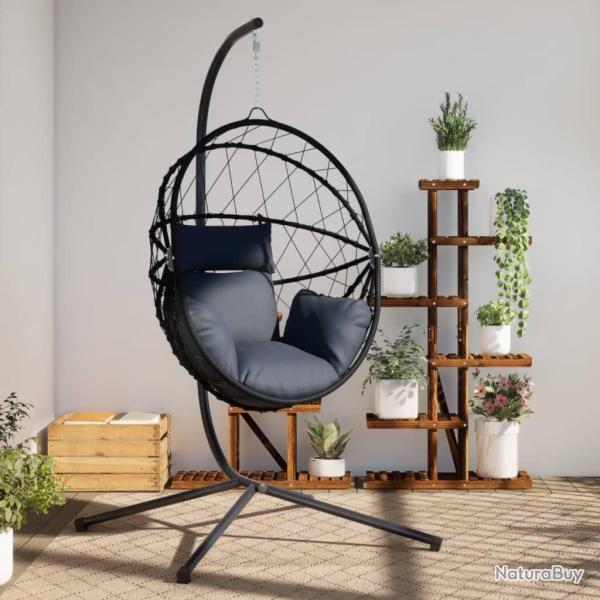 Chaise suspendue en forme d'oeuf avec support anthracite