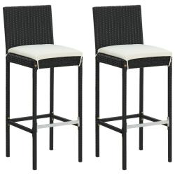 Tabourets de bar de jardin et coussins lot de 2 r&eacute;sine tress&eacute;e
