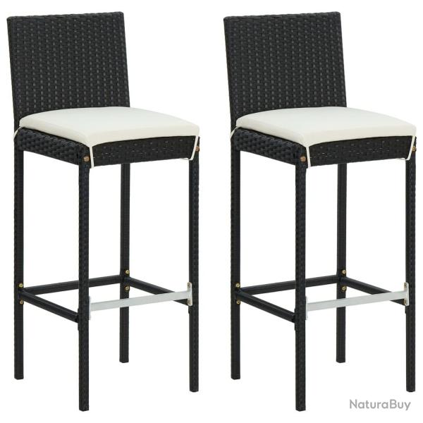 Tabourets de bar de jardin et coussins lot de 2 rsine tresse