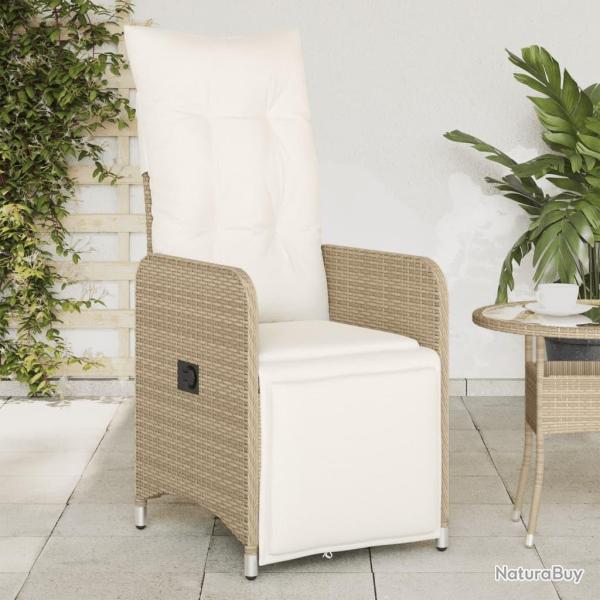 Chaise inclinable de jardin avec coussins beige r�sine tress�e