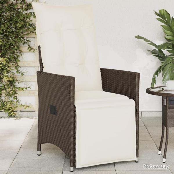 Chaise inclinable de jardin avec coussins marron r�sine tress�e