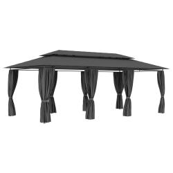 Belv&eacute;d&egrave;re avec rideaux 600x298x270 cm Anthracite