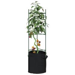 Cages &agrave; tomates avec sacs &agrave; plantes 4 pcs 116 cm acier et PP