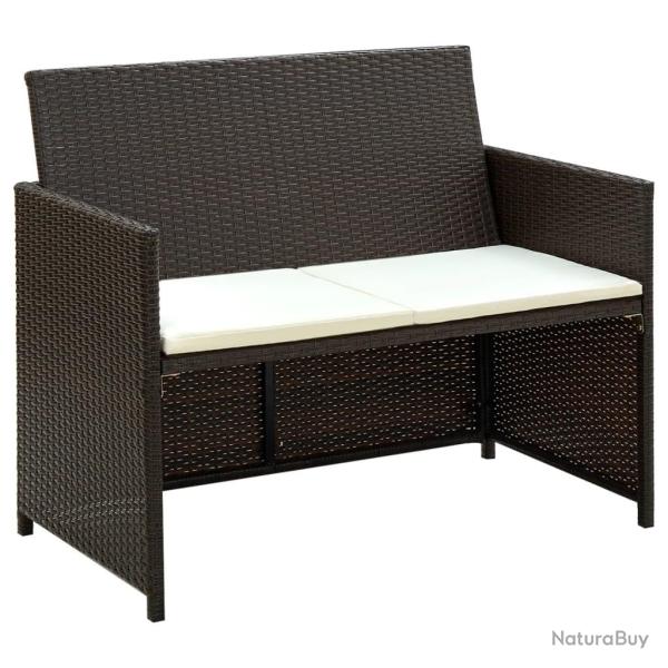 Canap� de jardin � 2 places avec coussins Marron R�sine tress�e