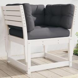 Canap&eacute; de jardin accoudoir avec coussins blanc bois massif pin