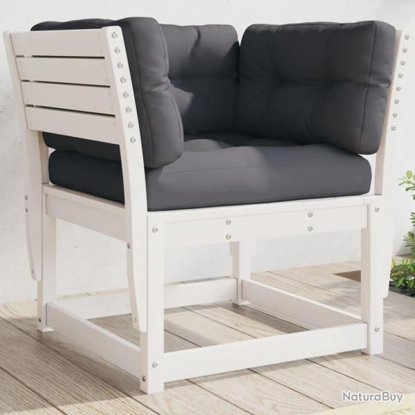 Canap� de jardin accoudoir avec coussins blanc bois massif pin