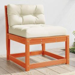 Canap&eacute; de jardin avec coussins cire marron bois pin massif