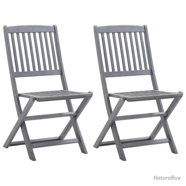 Chaises pliables d'extrieur lot de 2 Bois d'acacia solide