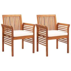 Chaises &agrave; manger de jardin et coussins lot de 2 acacia massif